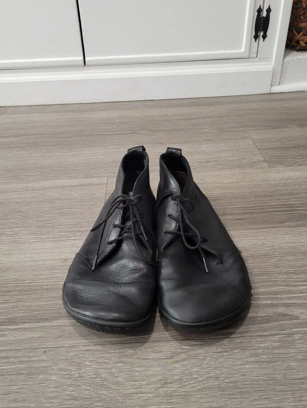 Vivobarefoot Black Leather Gobi IV Lace-Up Casual Boots Size 42